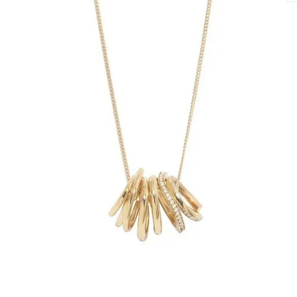 NEW Completedworks Suburbs Space Race 14k Gold Plated & White Topaz Necklace